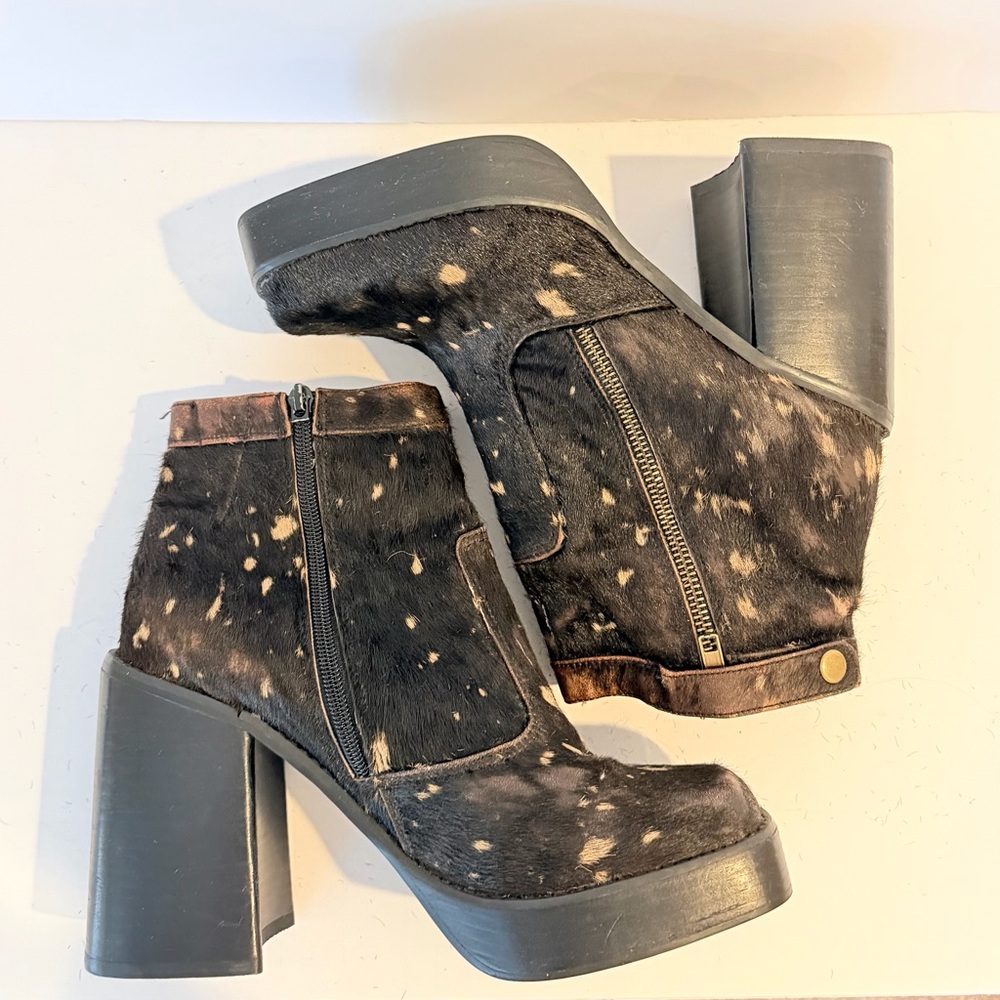 Jeffrey Campbell Havana Last Black and Brown Platform Ankle Boots Size 10 - Picture 3 of 10